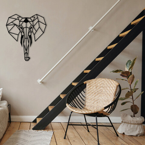 Decoratiune de perete, Elephant Metal Decor, Metal, Dimensiune: 45 x 52 cm, Negru