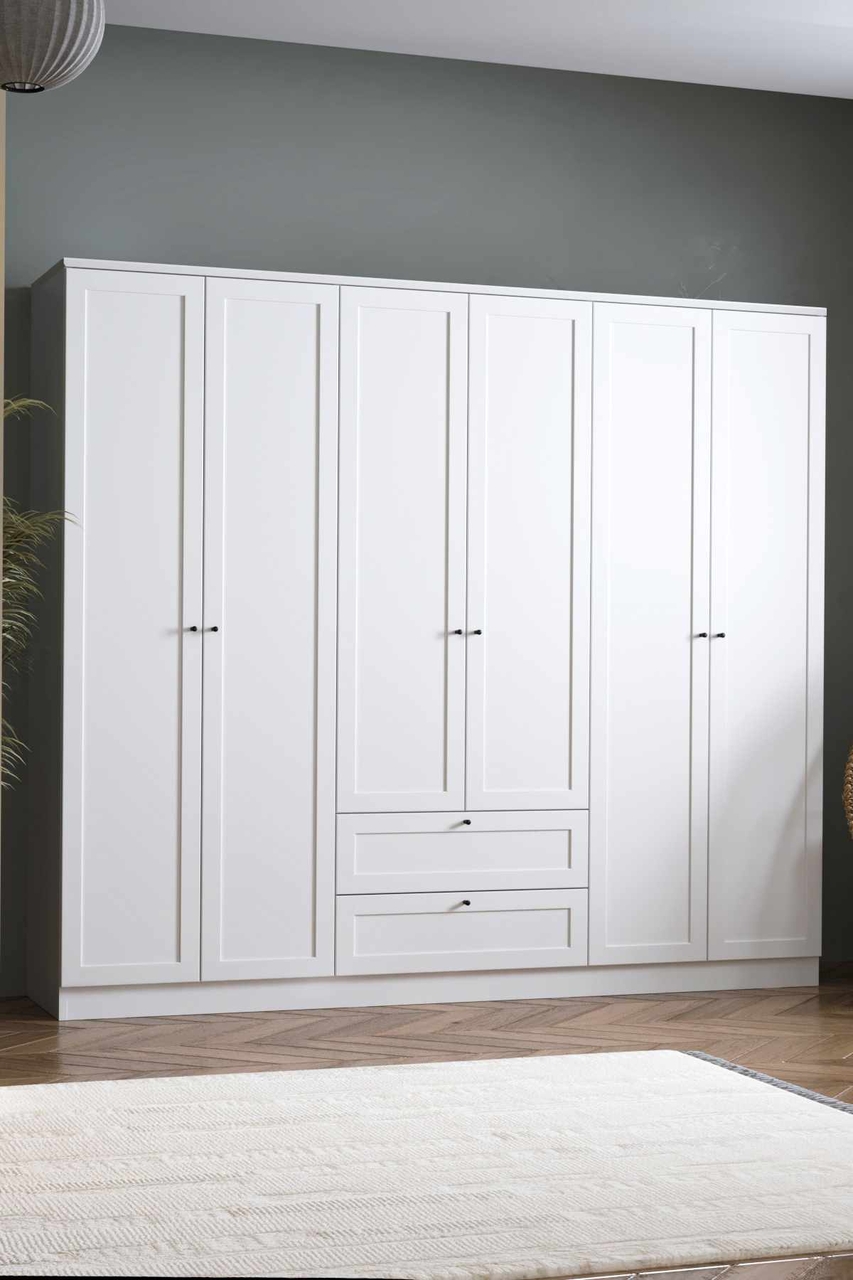 Dulap pentru haine, Hanah Home, Terra 6 182, 205x182x52 cm, Alb - view 2