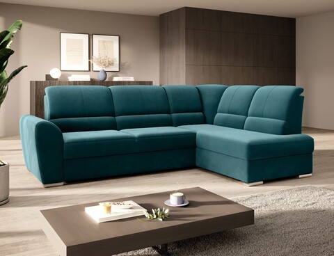 Coltar extensibil dreapta 3 locuri ELTAP, RT-39LU, Siber, 270x186x93 cm, lemn/poliester, verde