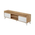 Comoda TV, Tuvalle, Tuval 045, 160x47x34 cm, Stejar / Alb