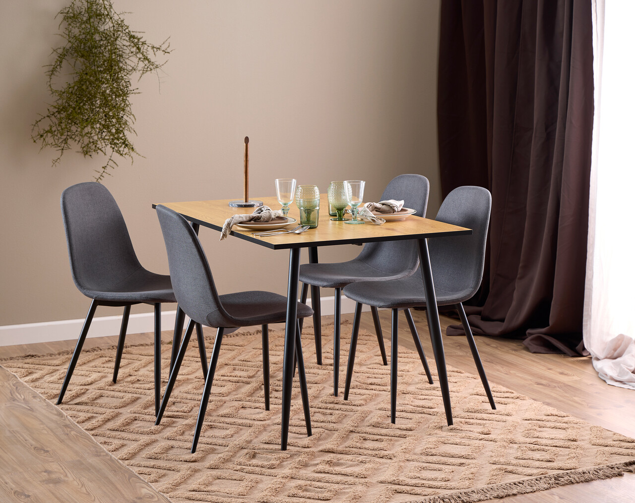 Scaun Celia, Actona, 44x54x86 cm, poliester/otel, gri inchis - view 11