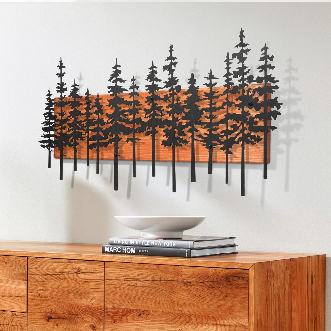Decoratiune de perete, Nordic Pine, Cadru: Lemn (Grosime: 2 cm), Roșu/Negru — imaginea 5