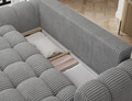 Canapea extensibila 3 locuri ELTAP, Cotonn, 256x119x105 cm, lemn/poliester, gri deschis