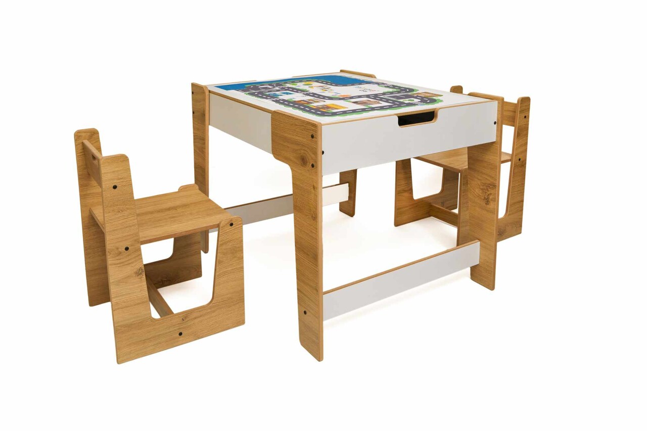 Set masa si scaun pentru copii, Hanah Home, Phoenix 2 Ch, Alb / Natural - view 2