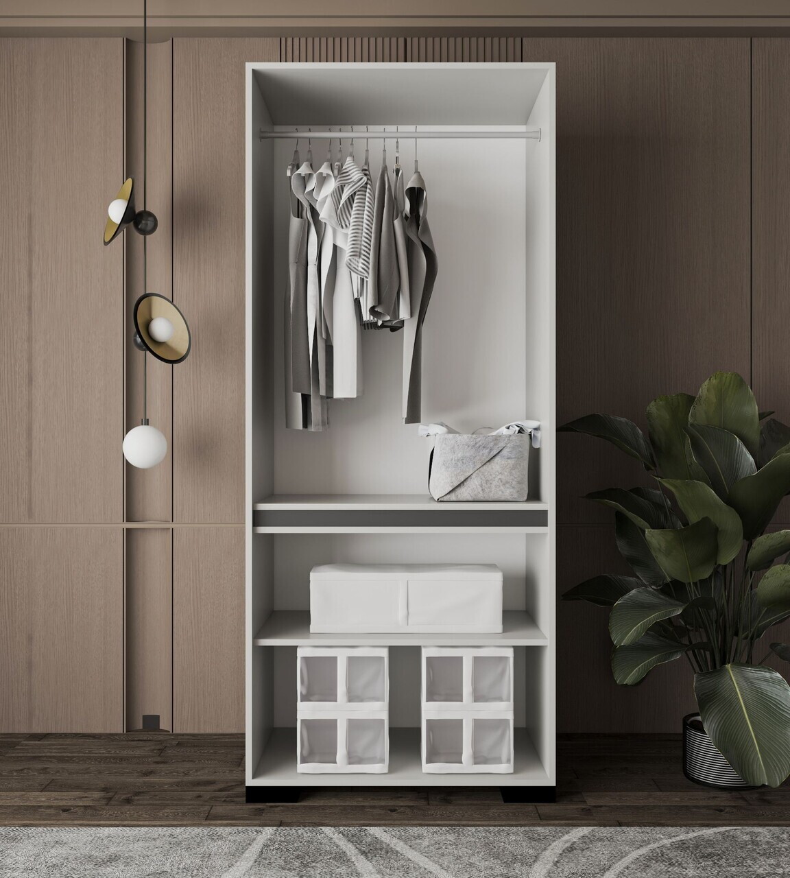 Dulap pentru haine, Hanah Home, Floransa Star 90, 90x210x52 cm, PAL MELAMINAT, Gri — imaginea 3