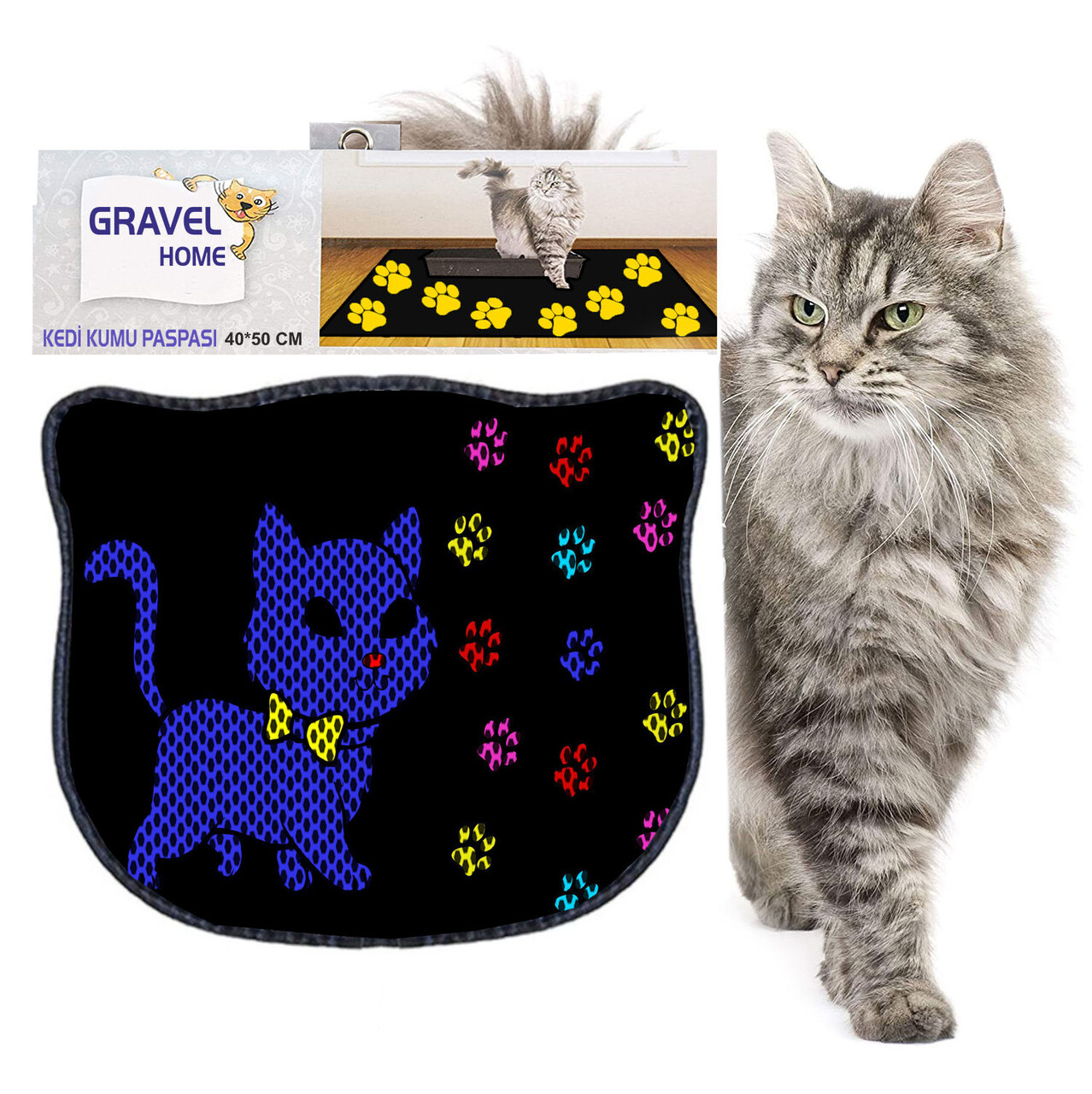 Covoras litiera pentru colectarea granulelor de nisip, Paws &amp; Whiskers, Kdkafa0103, 50% PVC/50% poliester, Multicolor - view 2
