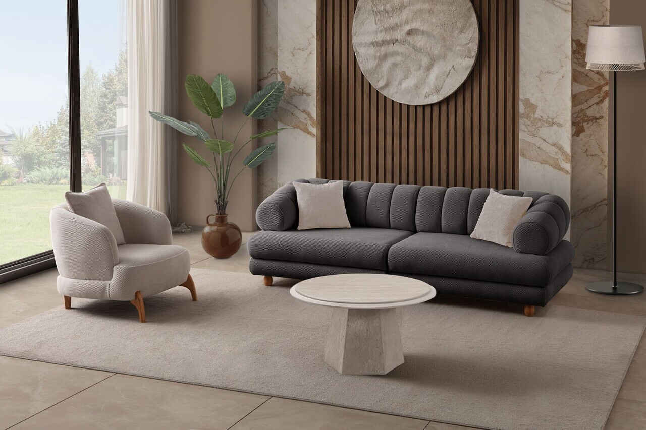 Canapea 3 locuri, Atelier del Sofa, 752EST1155, Lemn de carpen/PAL melaminat, Antracit - view 4