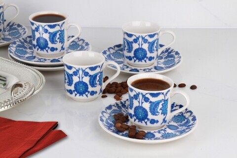 Set 6 cesti cu farfurie sb 002, helen porselen, ceramica, multicolor