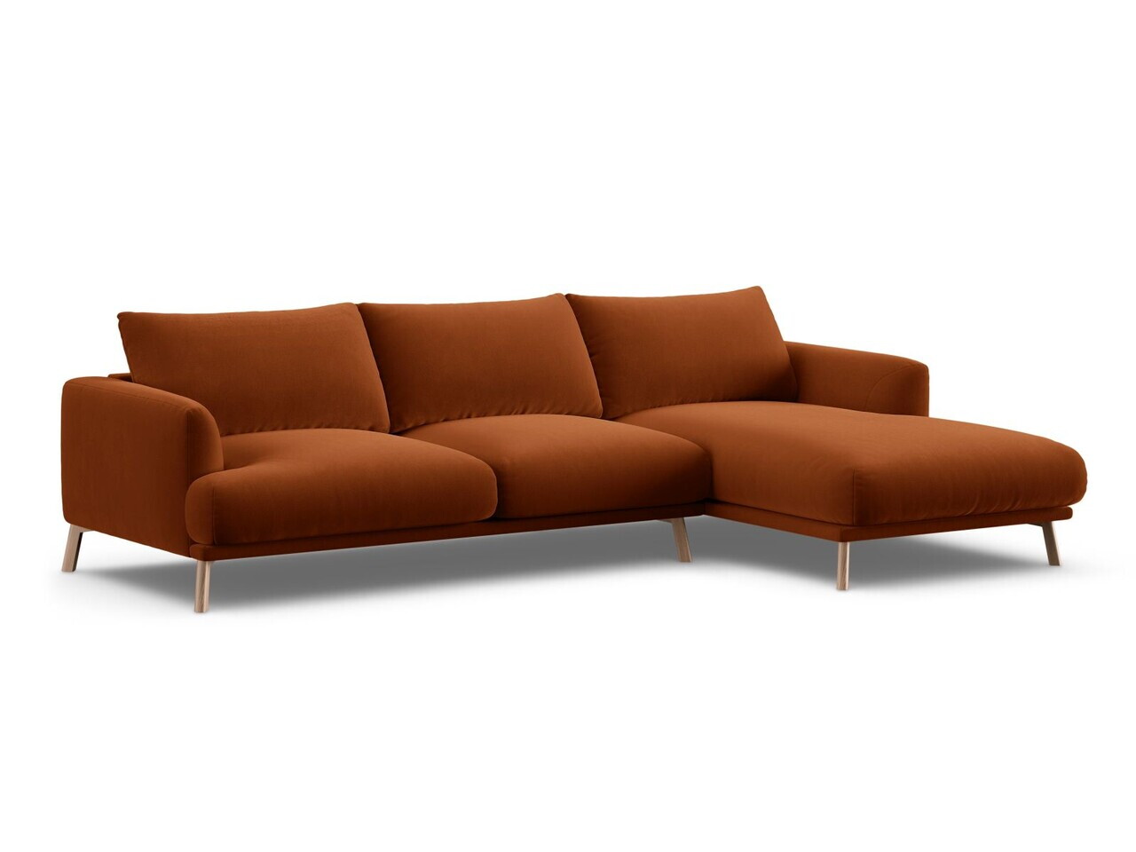 Coltar dreapta 4 locuri, Naomi, Micadoni Home, 285x170x75 cm, catifea, teracota — imaginea 2