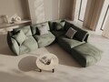 Coltar modular dreapta 4 locuri, Chris-259, Micadoni Home, 295x290x80 cm, tesatura structurata chenille, verde deschis