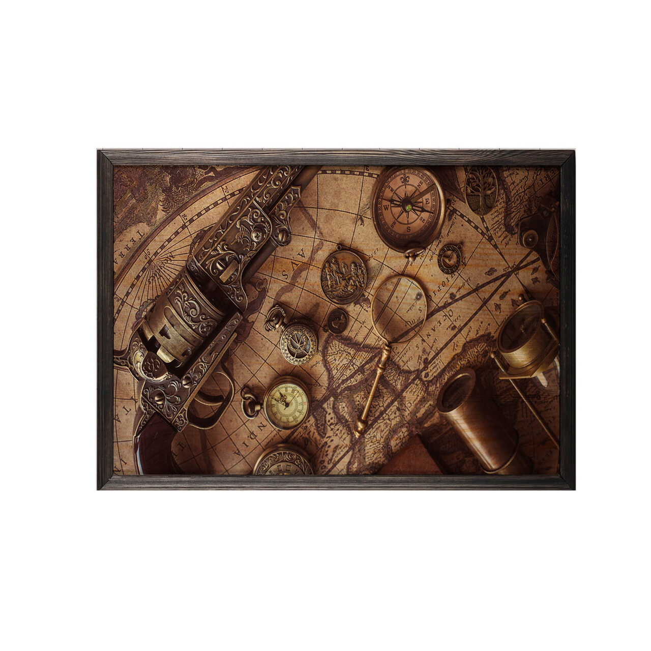 Tablou decorativ, Antic Map, Lemn, Lemn, Multicolor - 1 | YEO