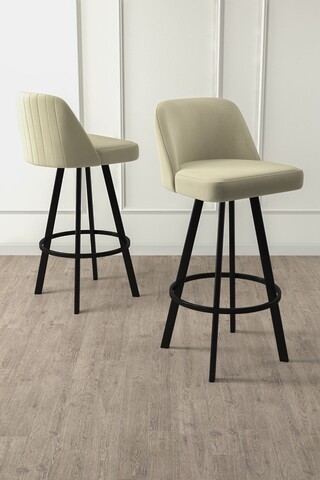 Set scaun de bar (4 bucăți), Charlotte, Atex, Crem/Negru