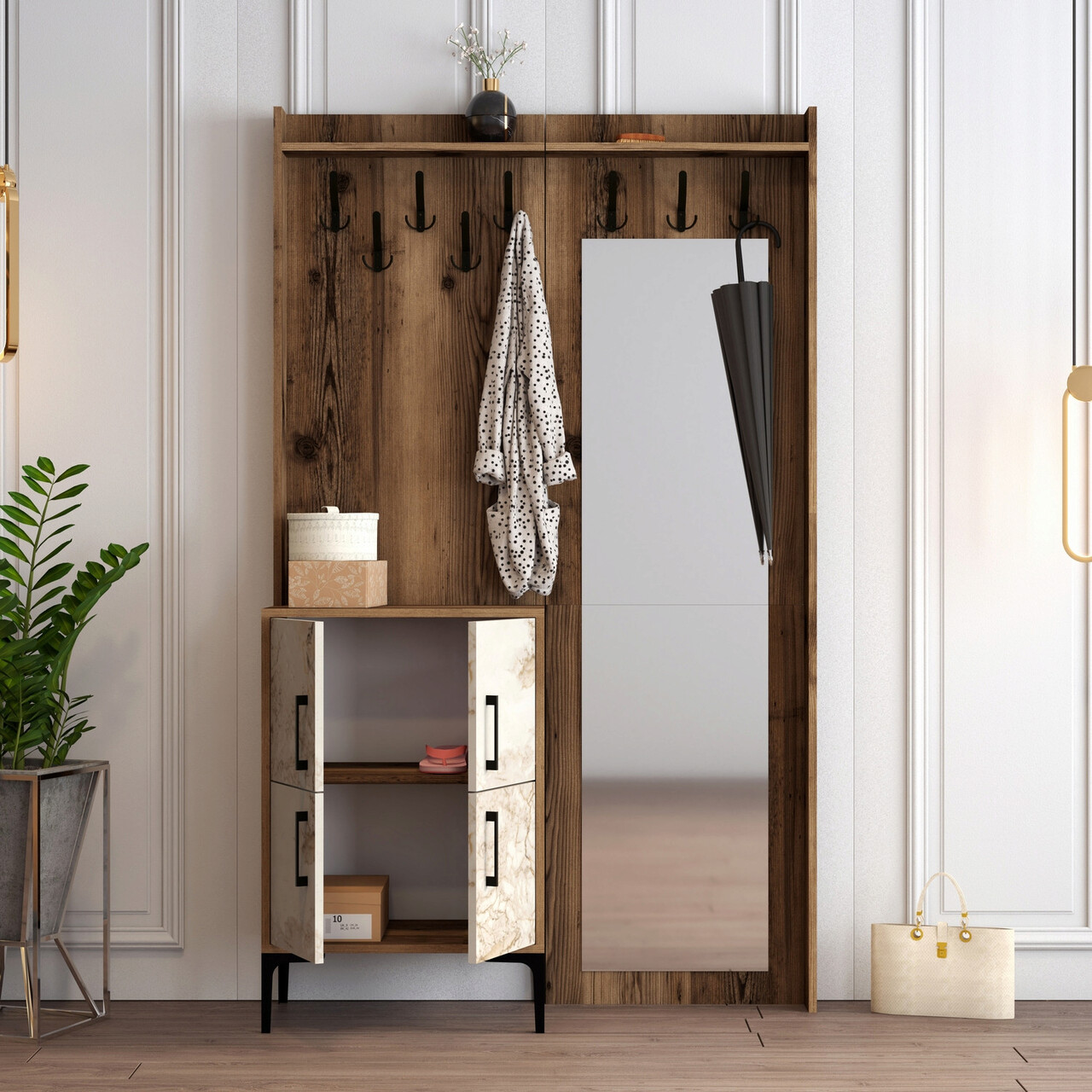 Cuier de perete, Hommy Craft, Berlin BC, 120x200x35 cm, Nuc/Alb - 2 | YEO