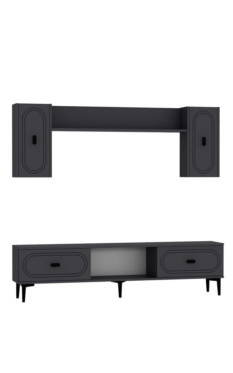 Comoda TV, Hanah Home, Weny, 150x44.6x29.6 cm, PAL , Antracit - imagine 4