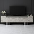 Comoda TV, Bexley, Bohem, Travertin / Negru
