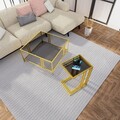 Set masute 3 piese, Caliente, Ibiza C, Aur / Fume