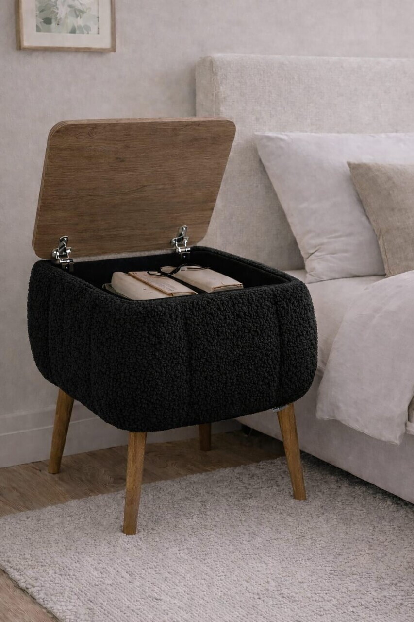 Noptiera, Hanah Home, Lina, 50x45x40 cm, Negru — imaginea 2