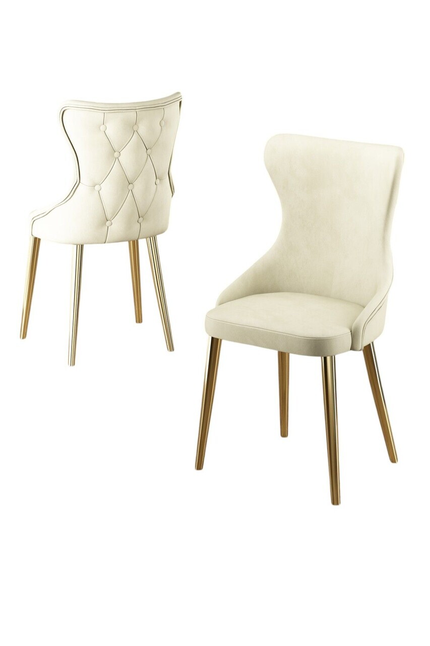 Set scaune 2 piese, Hanah Home, Alpa, Crem / Aur — imaginea 2