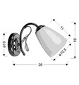 Aplica de perete Ursella, Candellux, 26 x 16 cm, 1 x E14, 40W, crom/alb