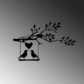 Decoratiune de perete, Love Of Birds, Metal, Dimensiune: 70 x 44 cm, Negru