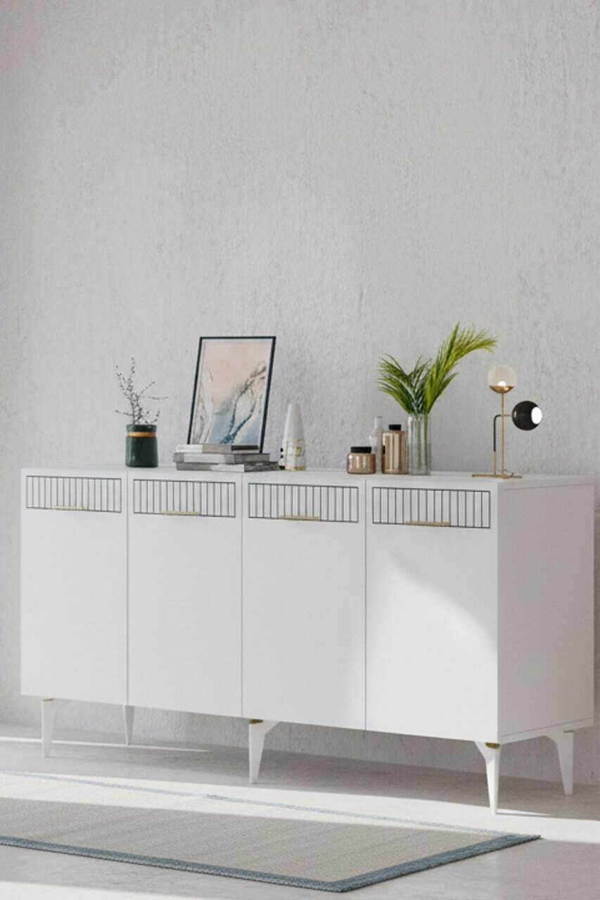 Consola, Hanah Home, Batum 150, 150x79x32 cm, Alb/Auriu — imaginea 2