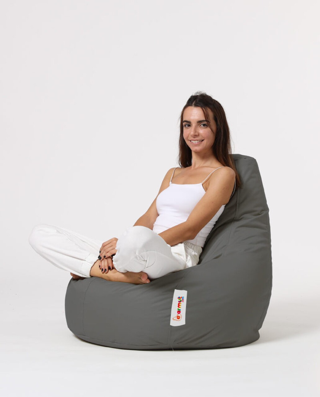 Fotoliu Puf, Bean Bag, Ferndale Drop L, 80 X 80 Cm, Poliester Impermeabil, Gri Fumuriu