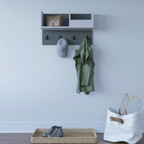 Raft de perete, zena home, sameul, 72x44.6x23.8 cm, pal, antracit/alb