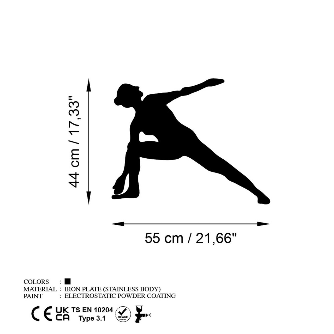 Decoratiune de perete, Yoga 17, Dimensiune: 55 x 44 cm, Negru — imaginea 6