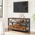 Comoda TV, Vasagle, 110 x 40 x 63 cm, PAL/otel, maro rustic