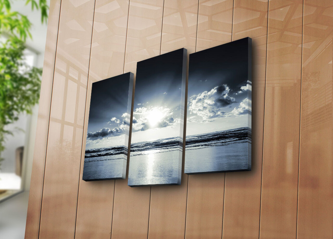 Set 3 tablouri decorative 3NATPAT-12 Cadru: 100% LEMN (grosime: 3 cm) Multicolor