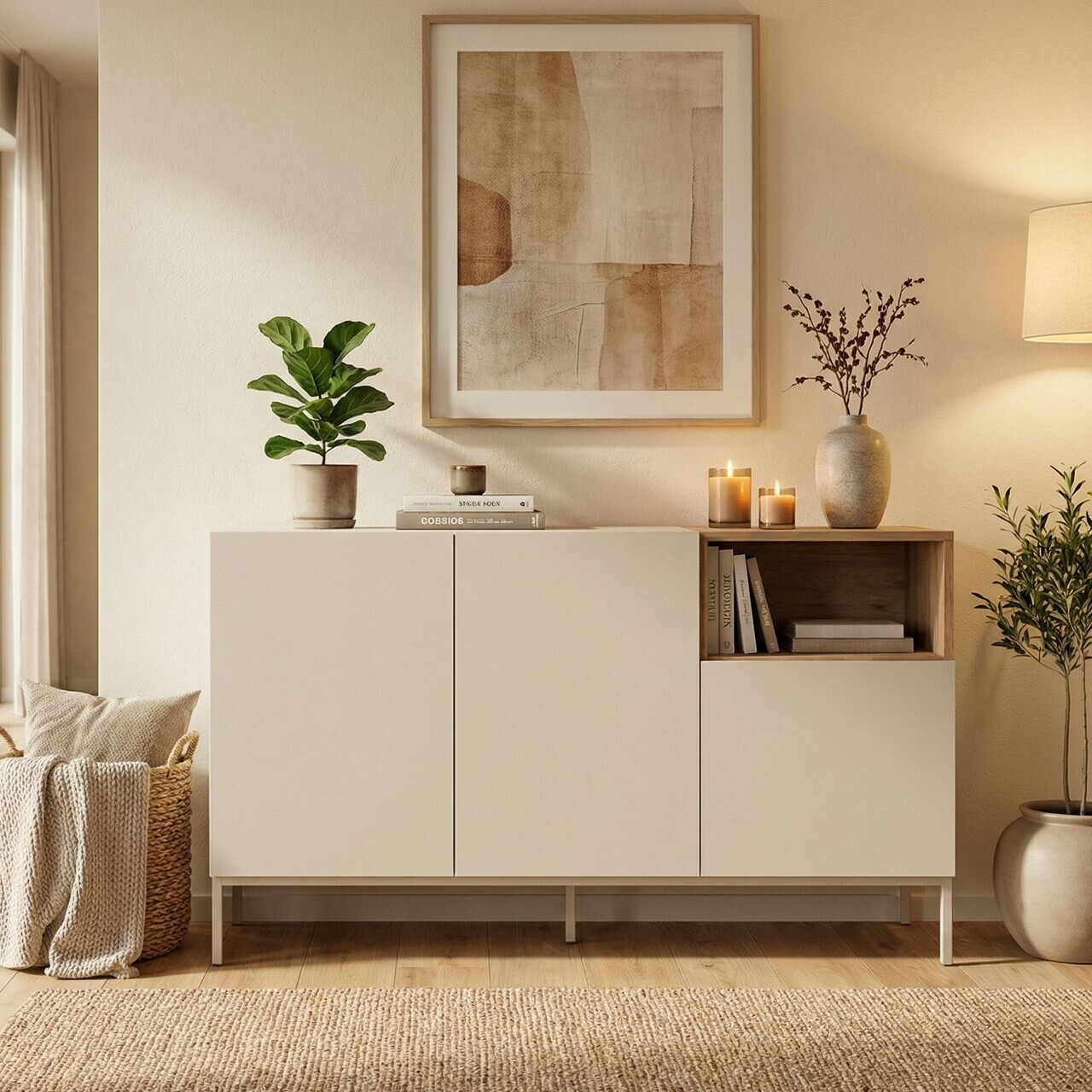 Consola, Hanah Home, Cailin 140, 140x80x41.8 cm, PAL, Santstone / Stejar Sepet — imaginea 2