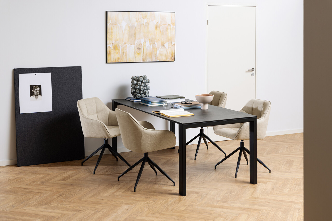 Scaun Brenda, Actona, 58x54.5x84.5 cm, rotativ, tesatura structurata/otel, bej - view 4