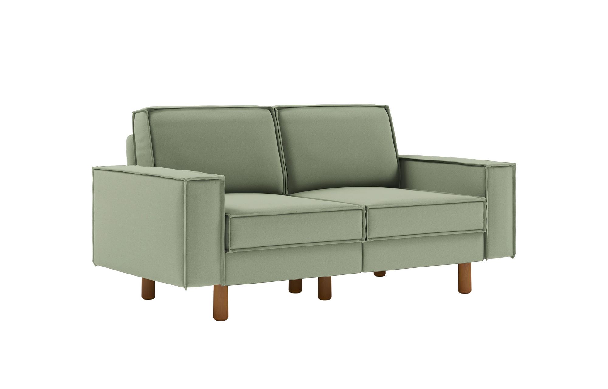 Canapea 2 locuri, Atelier del Sofa, 918CMF1219, Cadru: 100% OȚEL, Verde marin / Nuc