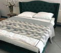 Pat matrimonial tapitat, cu tablie Aspen Velvet, Signal, 160x200 cm, catifea, verde