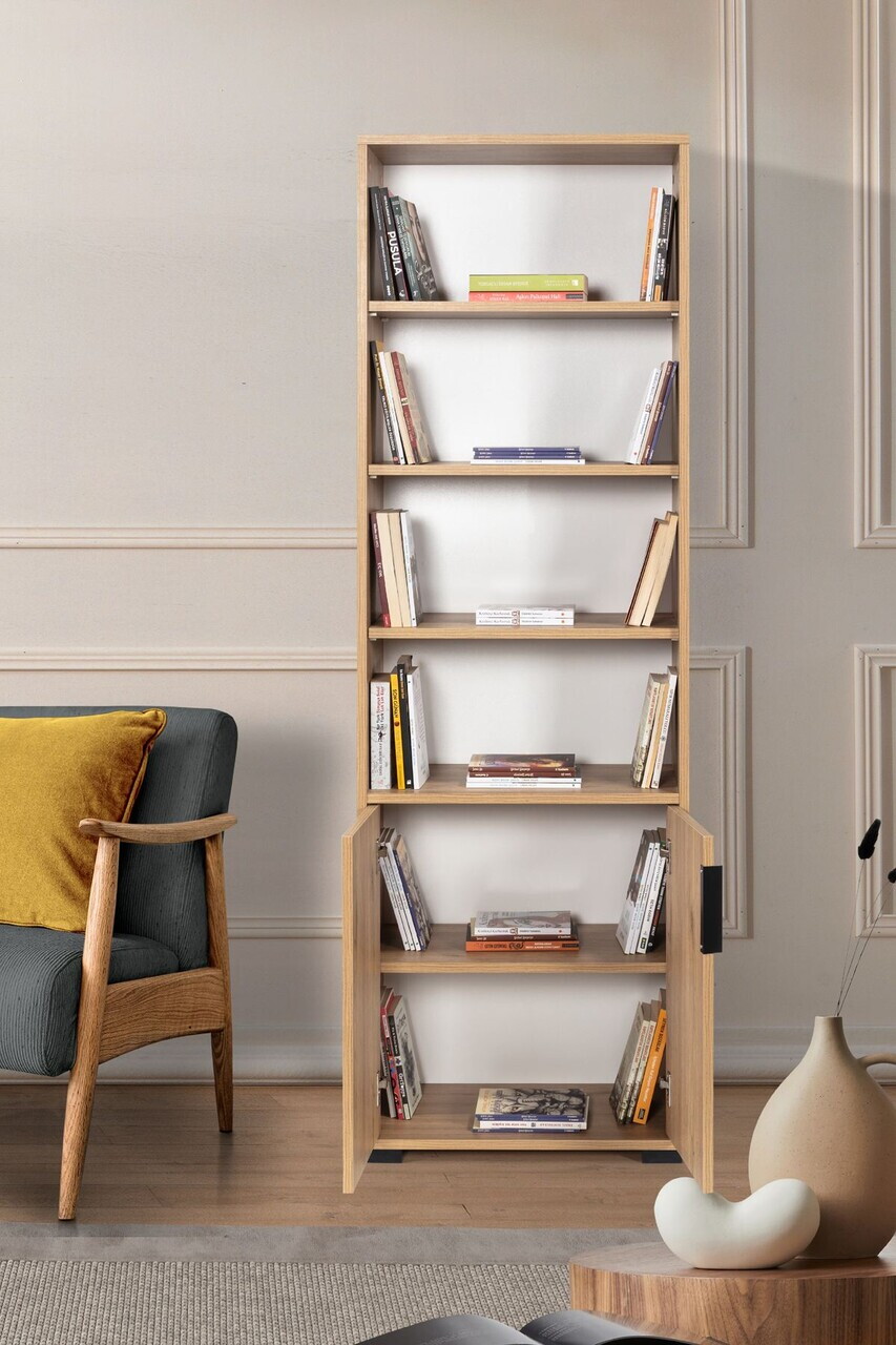 Corp biblioteca, Hanah Home, Evm 8105, 60x187x30 cm, PAL, Maro — imaginea 2
