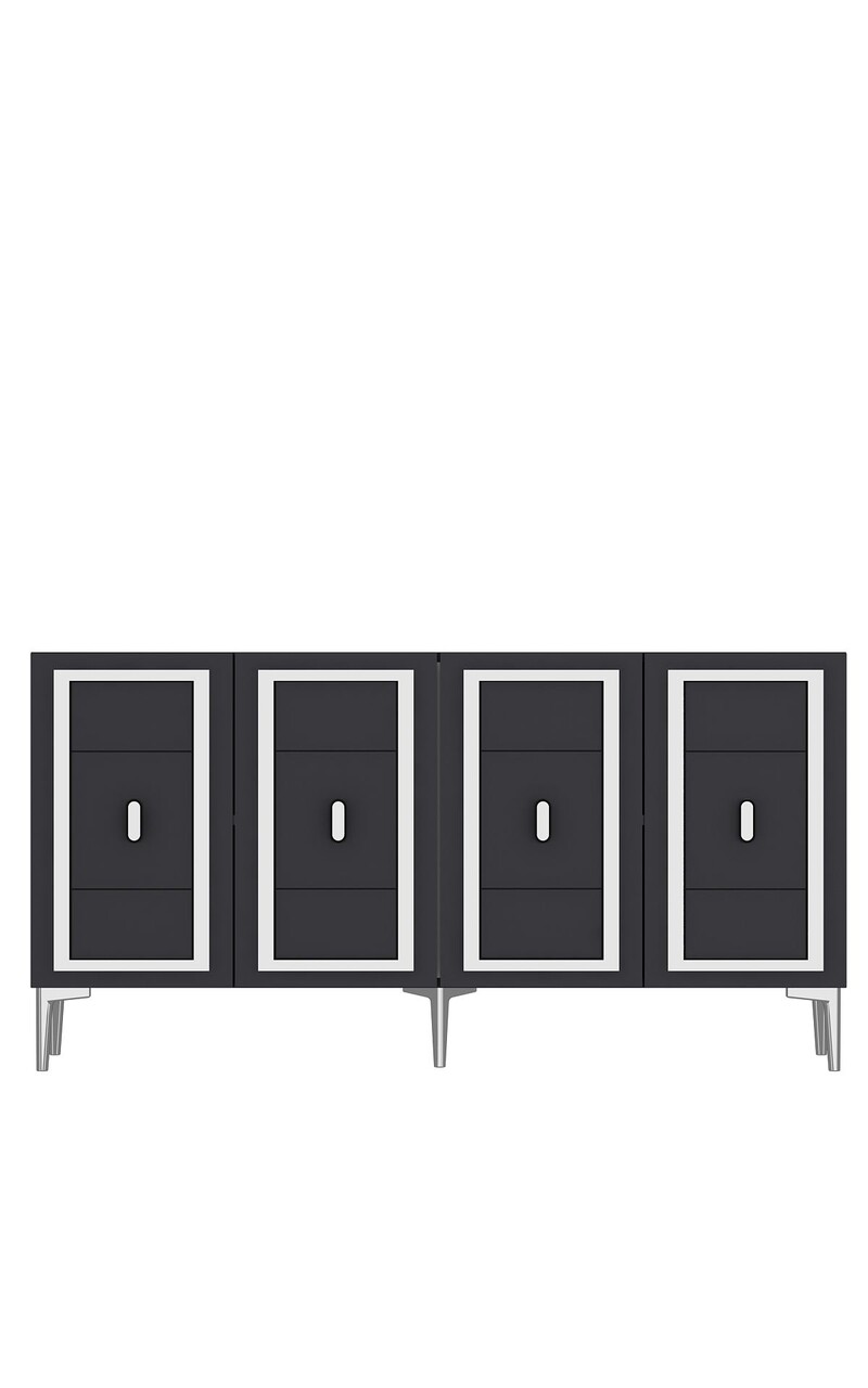Consola, Hanah Home, Orion, 150x75x35 cm, PAL , Antracit / Argintiu - view 3