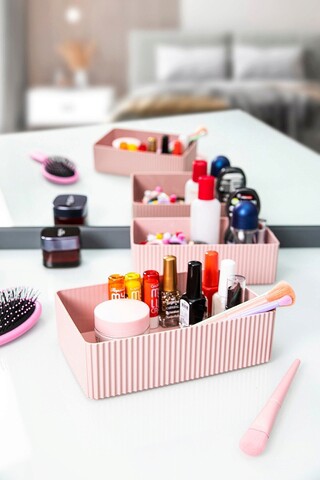 Organizator de machiaj, LVA-007-3, Plastic, Roz