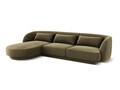Coltar stanga 4 locuri, Tulum, Cosmopolitan Design, 255x156x70 cm, catifea, verde