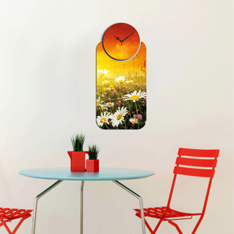 Set ceas si tablou decorativ, yms-07, mdf , dimensiune: 68 x 32 cm, multicolor