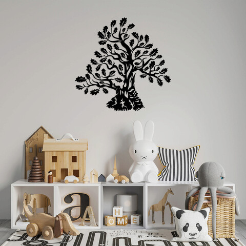 Decoratiune de perete, monumental tree 6, metal, dimensiune: 70 x 68 cm, negru
