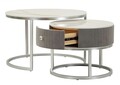 Set 2 masute de cafea Greys, Mauro Ferretti, 70x45 cm, 50x40 cm, lemn de pin/MDF/metal, gri/argintiu