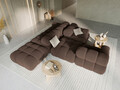 Canapea modulara 4 locuri cotiera dreapta, Bellis-51, Micadoni Home, 282x94x70 cm, catifea, maro inchis