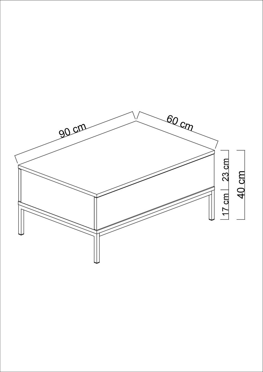 Masuta de cafea, Bexley, Lord, 90x40x60 cm, PAL, Antracit / Aur