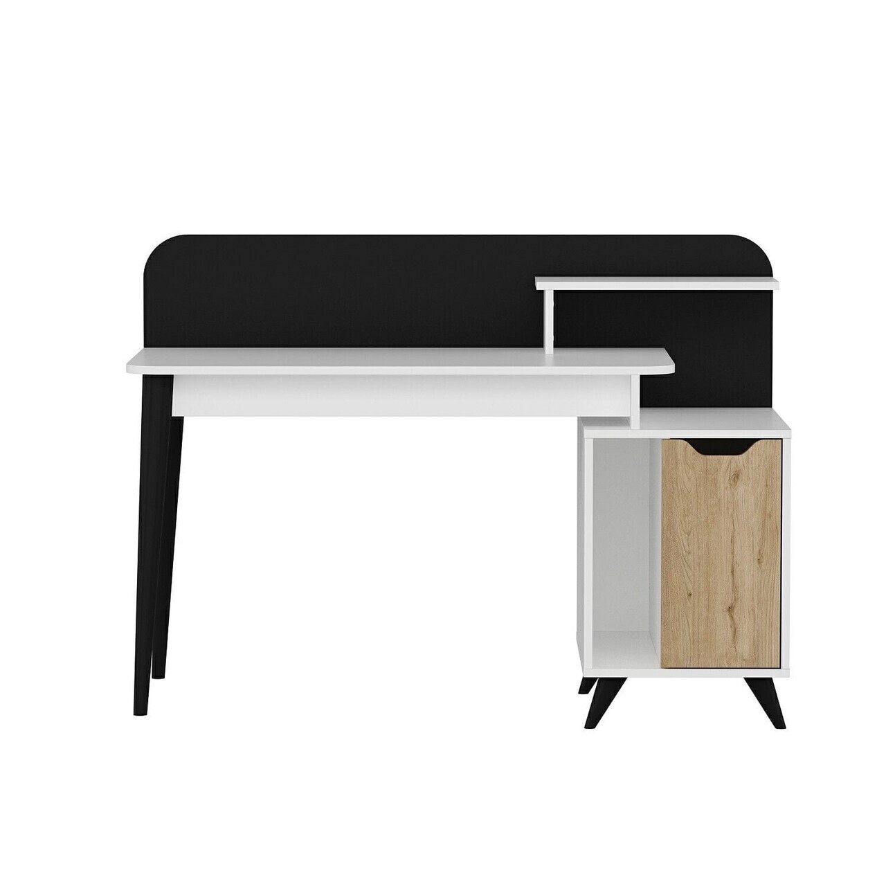 Birou, Hanah Home, Olirya, 145x103x60 cm, Coș adânc / Negru — imaginea 4