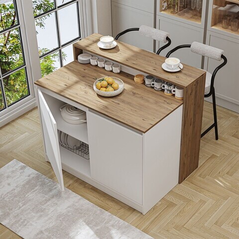Masa de bucatarie, Hanah Home, 2800, 120x100x80 cm, PAL MELAMINAT, Pin Atlantic / Alb