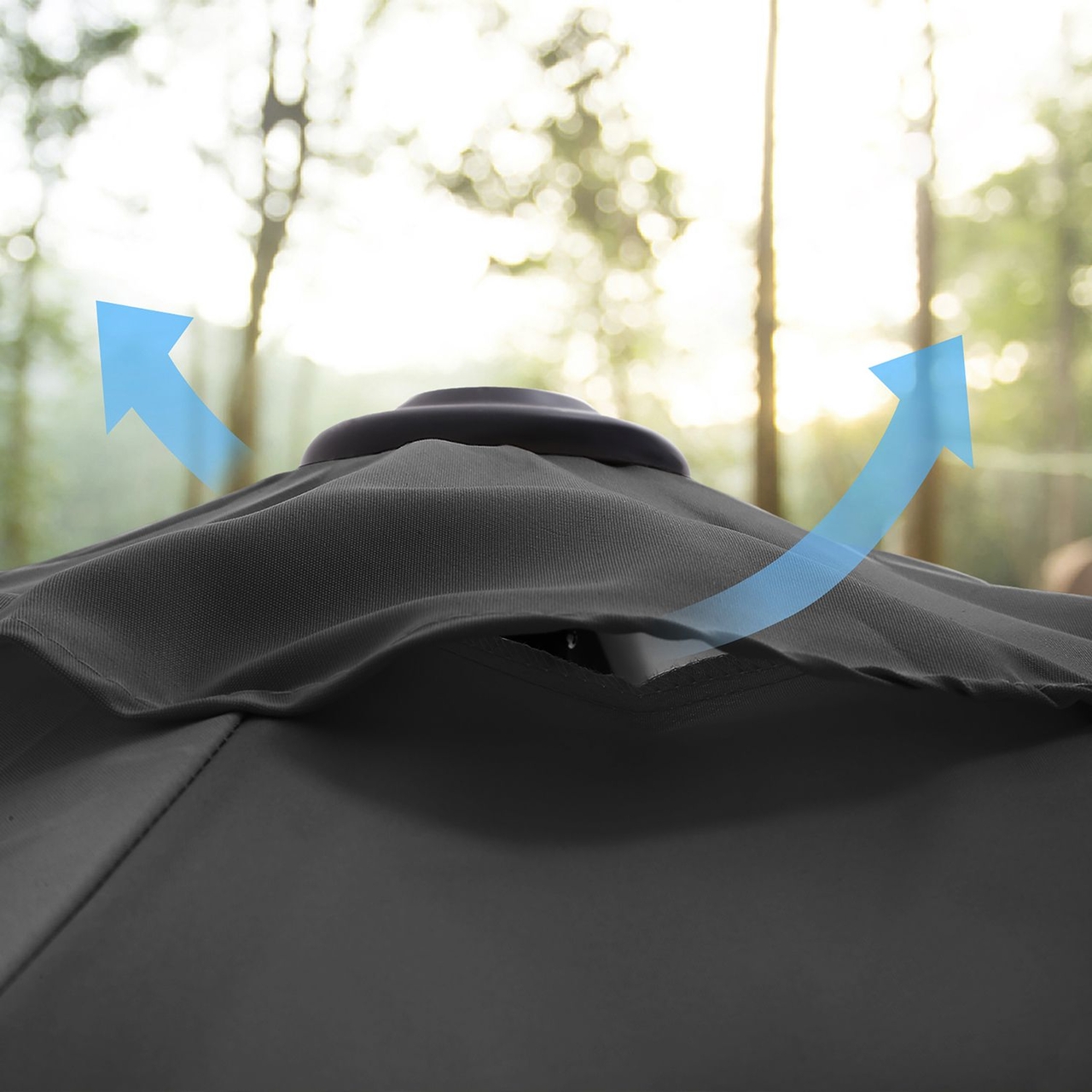 Umbrela pentru terasa, gradina, plaja, Songmics, D200 cm, inclinare dubla, protectie solara UPF 50+, gri
