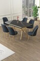 Set masa extensibila si scaune (7 piese), Hanah Home, Poy, Sonata / Auriu / Antracit