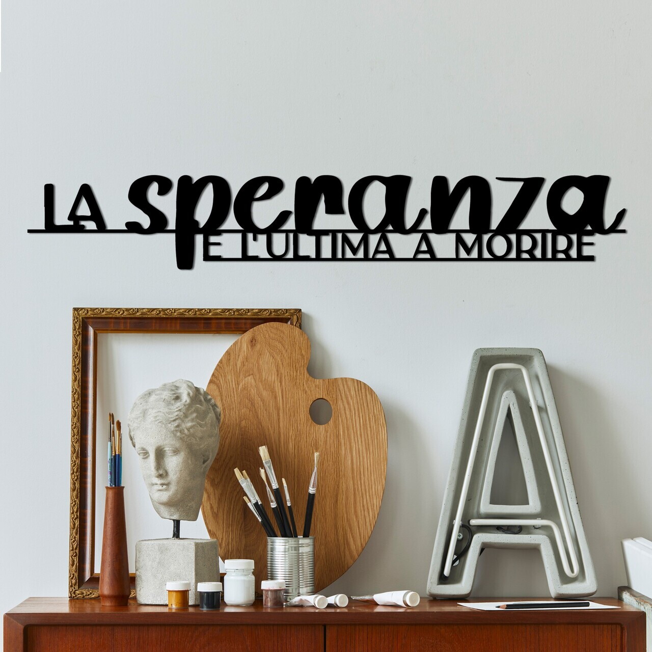 Decoratiune de perete, La Speranza 1, Dimensiuni: 86 x 14 cm, Negru