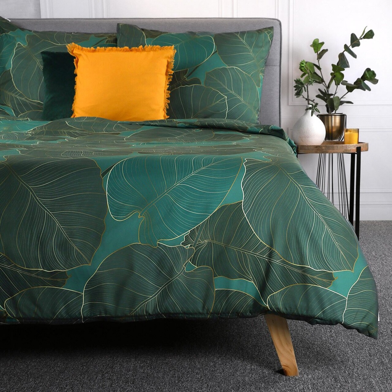 Lenjerie de pat dubla Gallo, Homla, 160x200 cm, 3 piese, microfibra din poliester, verde - view 10