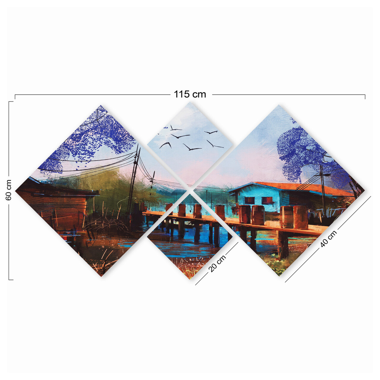 Set 4 tablouri decorative, 4MDF274654277, MDF, Imprimat UV, Multicolor